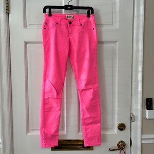 Women's Scarlet Boulevard 5 pocket low-rise skinny jeans in bright pink, size 24